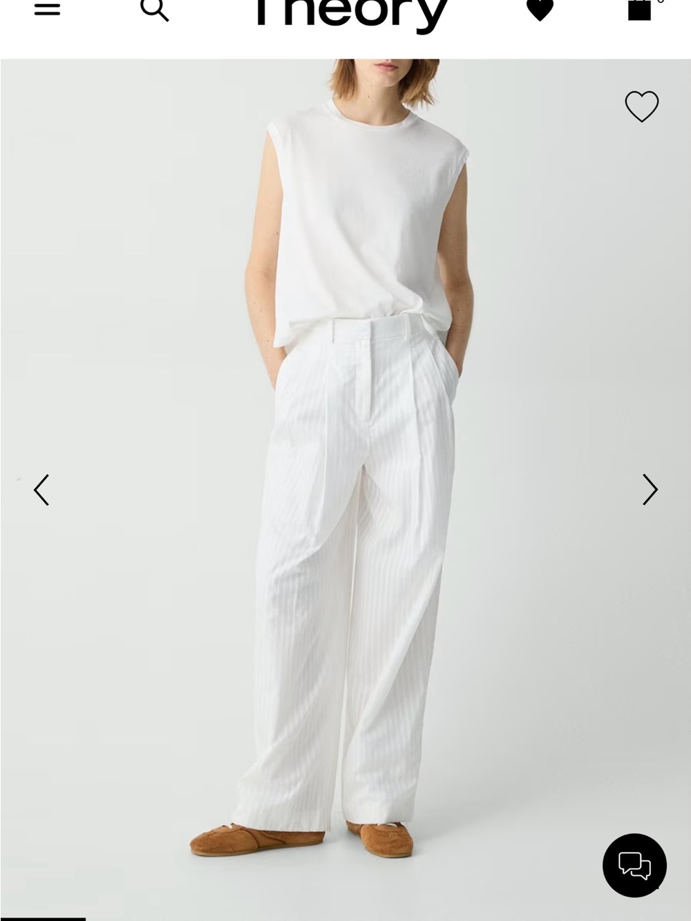 Theory Double Pleat Pant in Linear Cotton